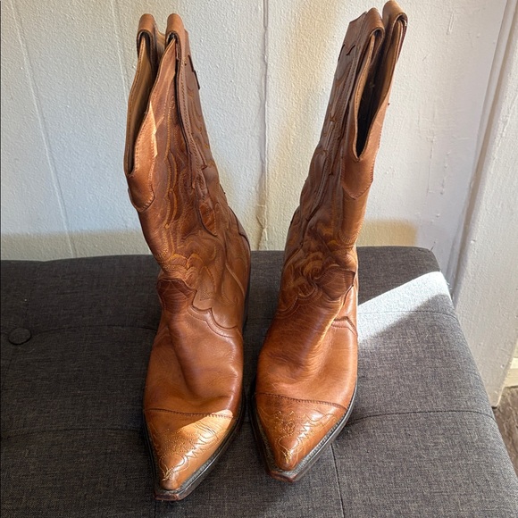 Stetson Shoes - Vintage Stetson Brown Western Cowboy Boots